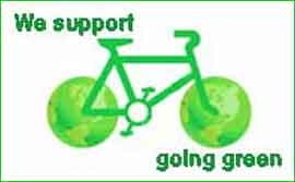 Image of bike Saying We Support Going Green
